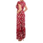 Red and White Floral Print Button Through Maxi Dress