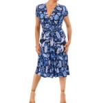 Blue Paisley Print Twist Front Dress