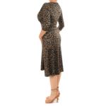 Animal Print Twist Front V Neck Dress