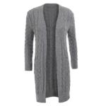 Grey Cable Knit Long Cardigan