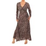 Animal Print V Neck Pleated Maxi Dress