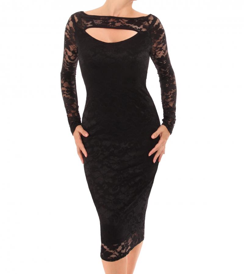 Black Lace Keyhole Dress