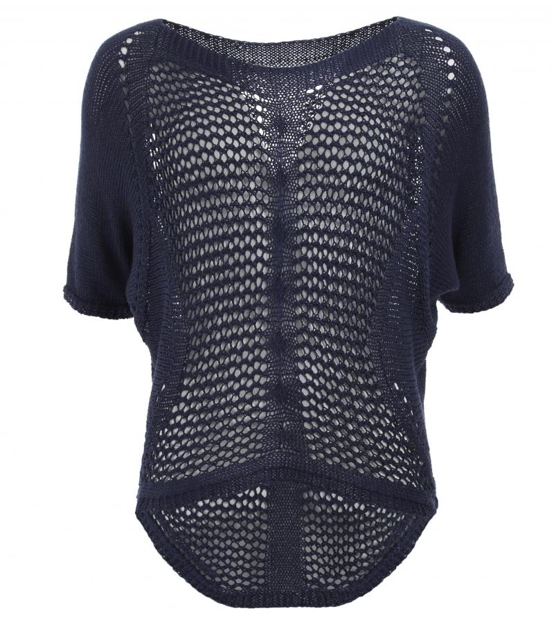 Navy Blue Crochet Style Top