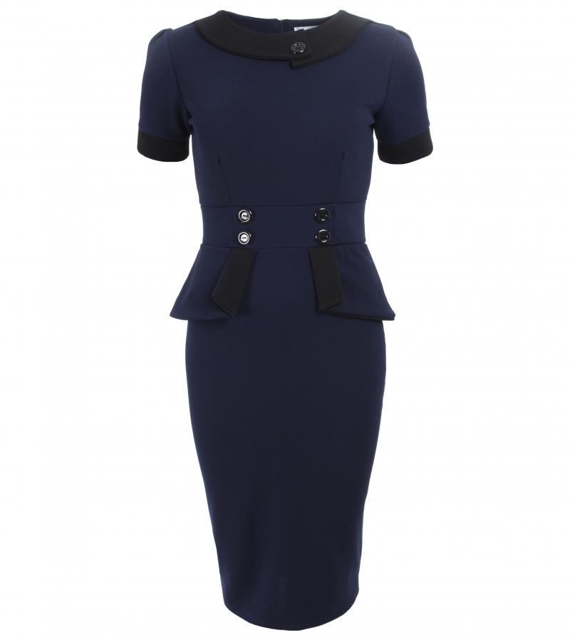 Navy and Black Peplum Dress