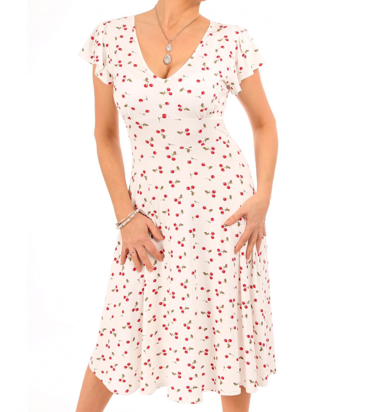 Cherry Print Fit and Flare Dress