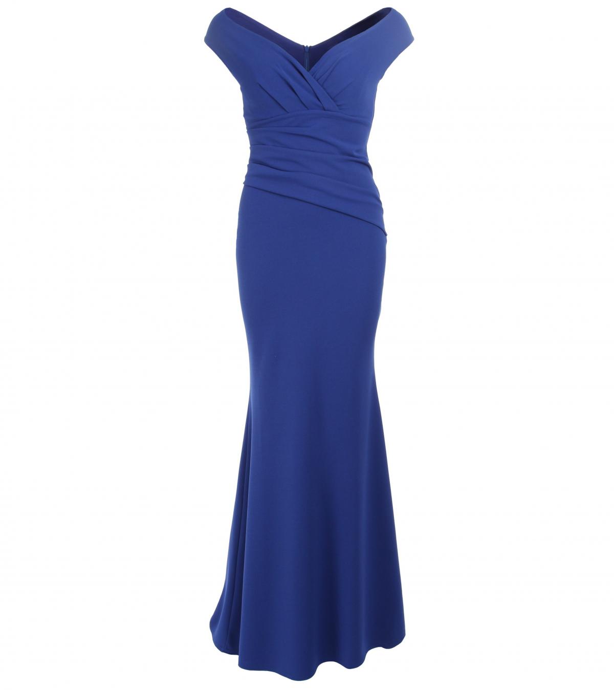 Cobalt Blue Bardot Fishtail Maxi Dress - Tall