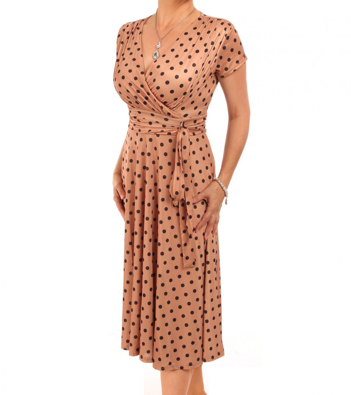 Mocha Polka Dot Fit & Flare Dress